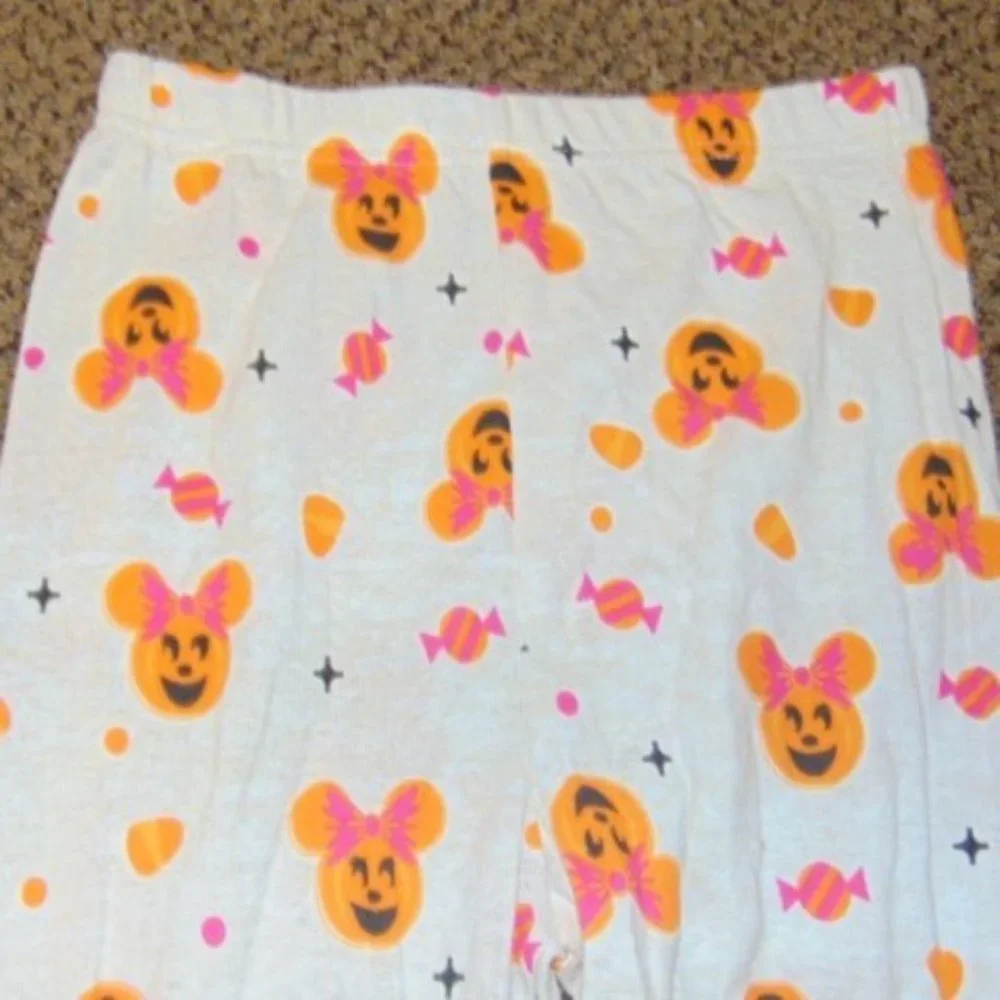 Minnie Mouse Halloween Pajamas 8 Orange White 2 Pc Shirt & Pants Girls Disney